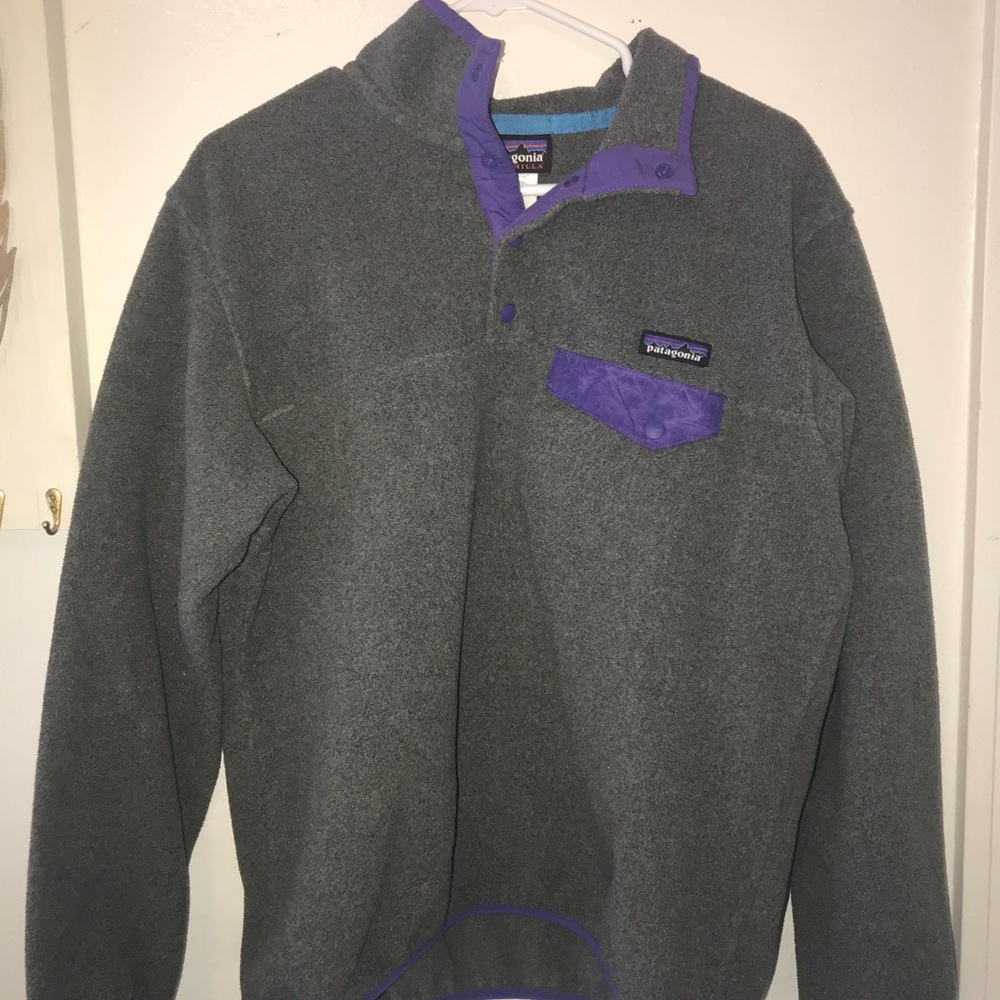 Patagonia Gray/Purple Synchilla Pullover